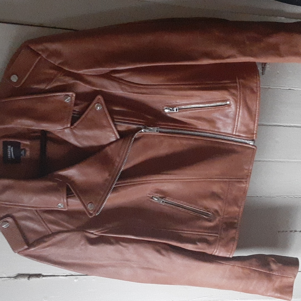 Lamarque brown leather classic motorcycle jacket, XXL